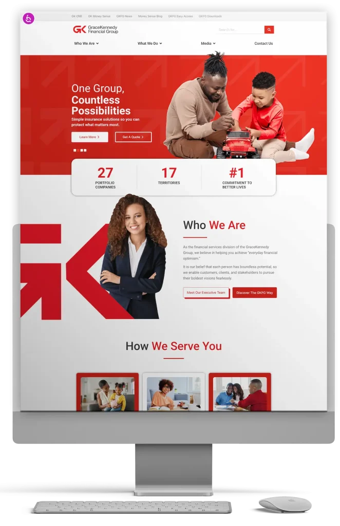 The GraceKennedy Financial Group website being Shown on a computer monitor