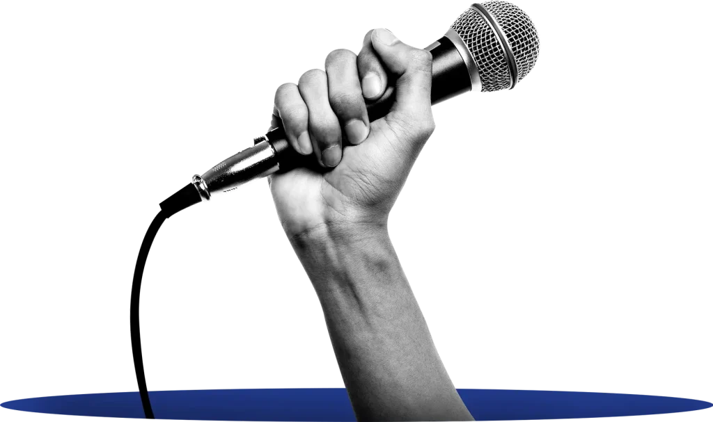 Hand holding a microphone